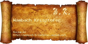 Wambach Krisztofer névjegykártya